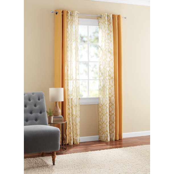 4 Piece Curtain Set Brown Butter 27.5 x 84 Inches