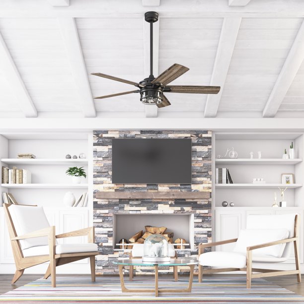 Ceiling Fan with Remote Control in Matte Black