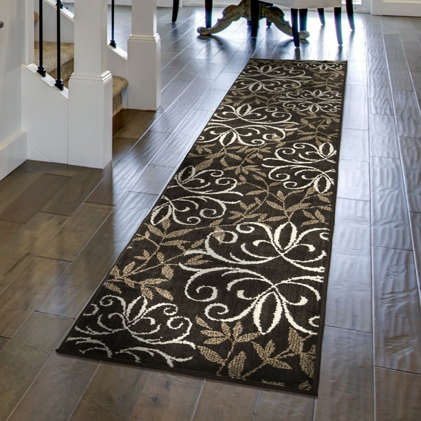 Iron Fleur Area Rug in Brown 1ft 11in x 9ft 8in