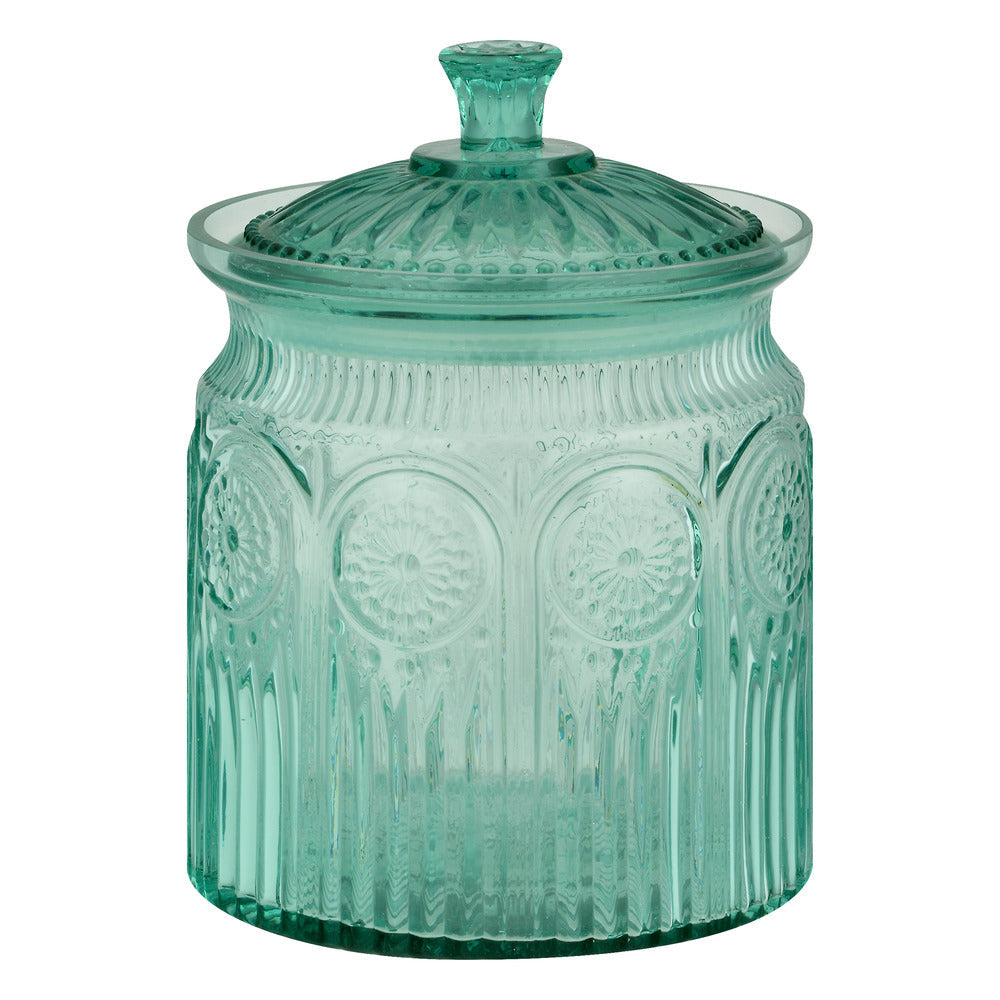 Adeline Glass Cookie Jar in Turquoise