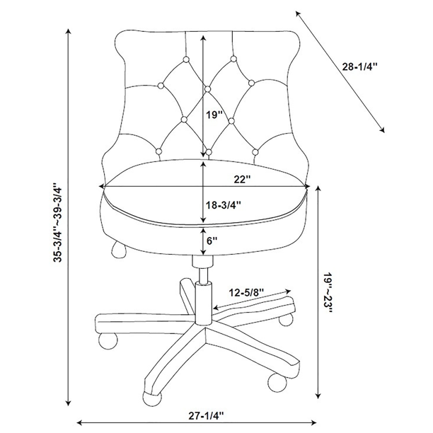 Chair with Adjustable Height in Light Gray