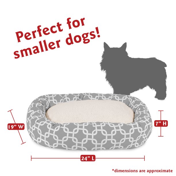 Sherpa Bagel Pet Bed in 24 Inches Grey Small