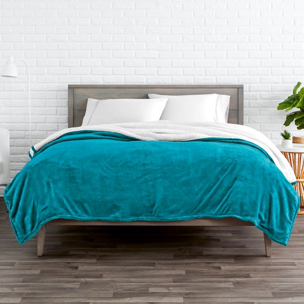 Bare Home Blanket Sherpa Reversible in Caribbean Sea Twin or Twin XL