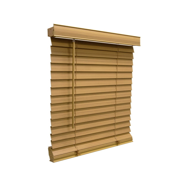 Faux Wood Cordless Blind Oak 34x72 Inches