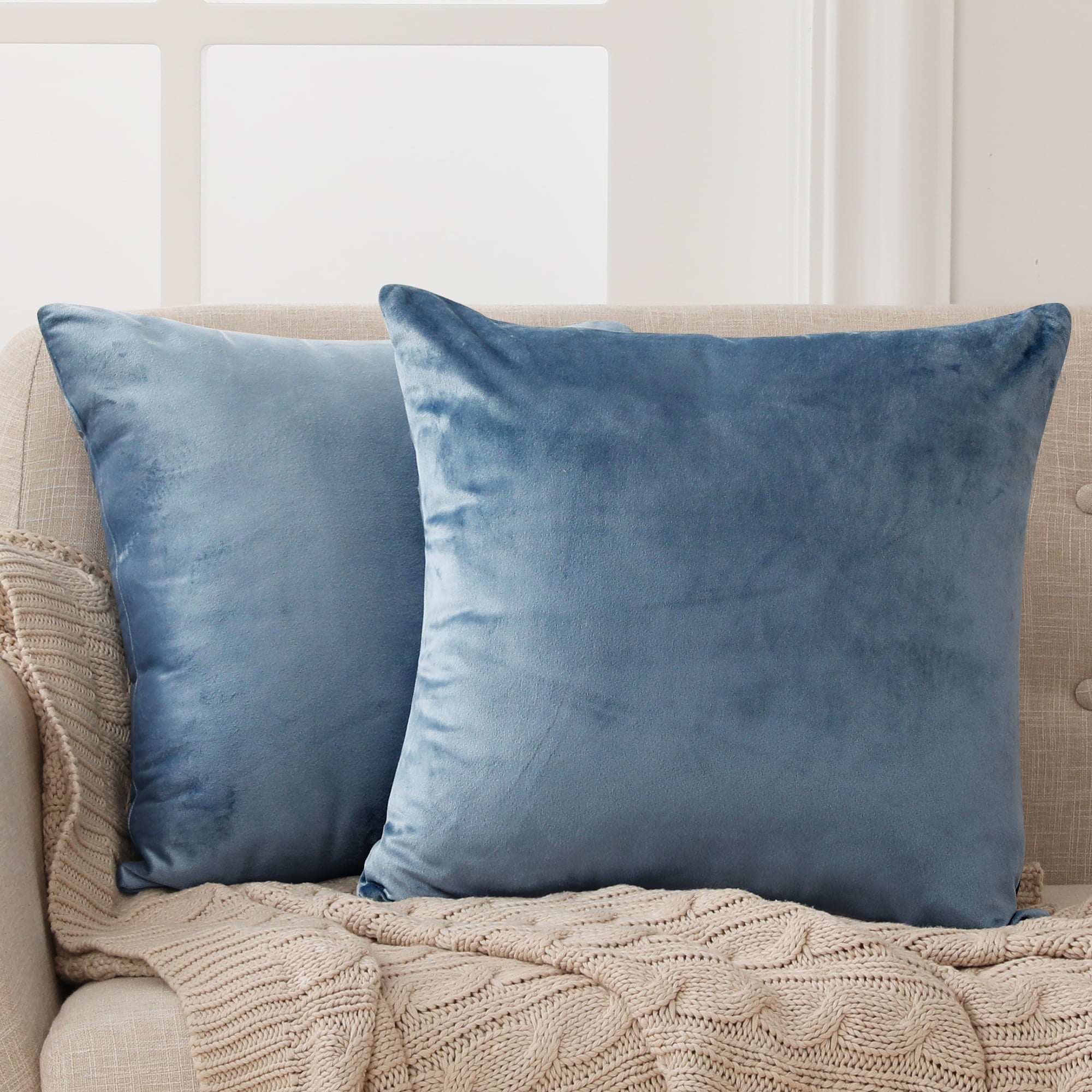 Pillow Covers for Couch Sofa Haze Blue 16x16 inches Pack of 2