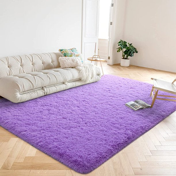 Area Rug Modern Rugs for Bedroom 4x5.3ft in Lavender Purple
