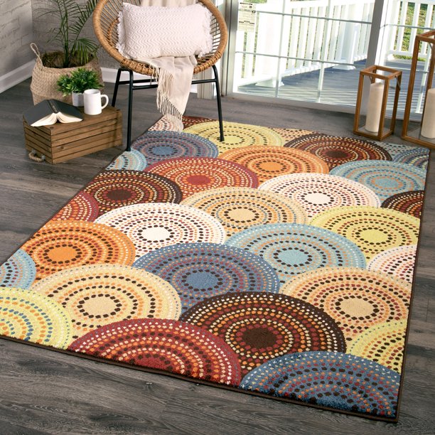 Bright Dotted Circles Runner Rugs in 26 Pounds 7 ft 8in x 10ft 10in