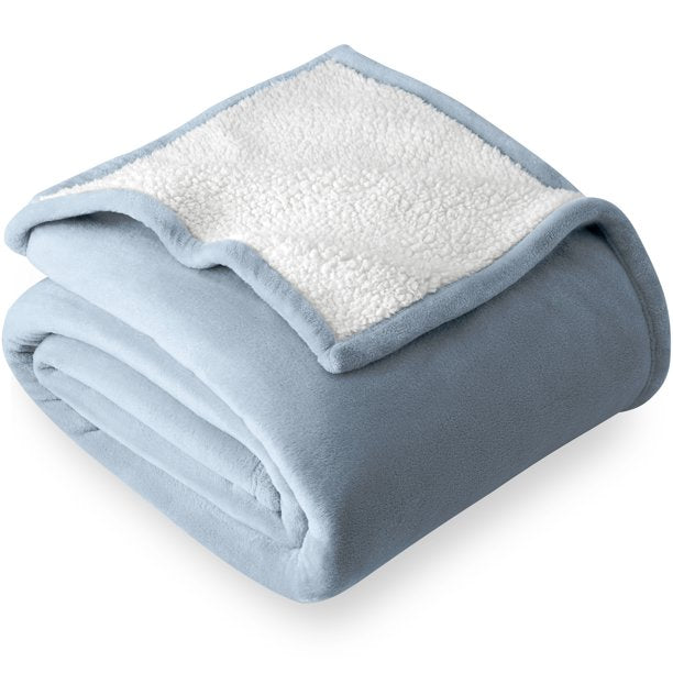 Bare Home Blanket Sherpa Reversible in Dusty Blue Twin or Twin XL