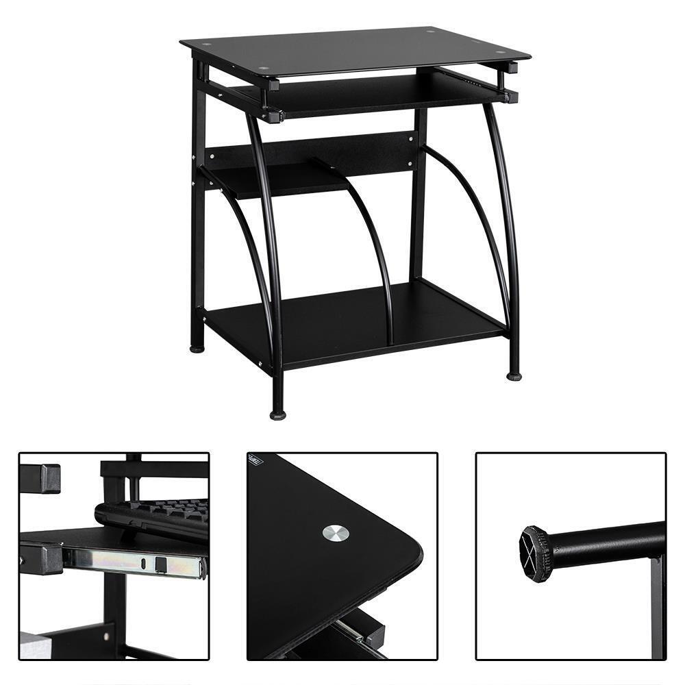 Computer Desk with Pullout Keyboard in Black - Vogue Homes