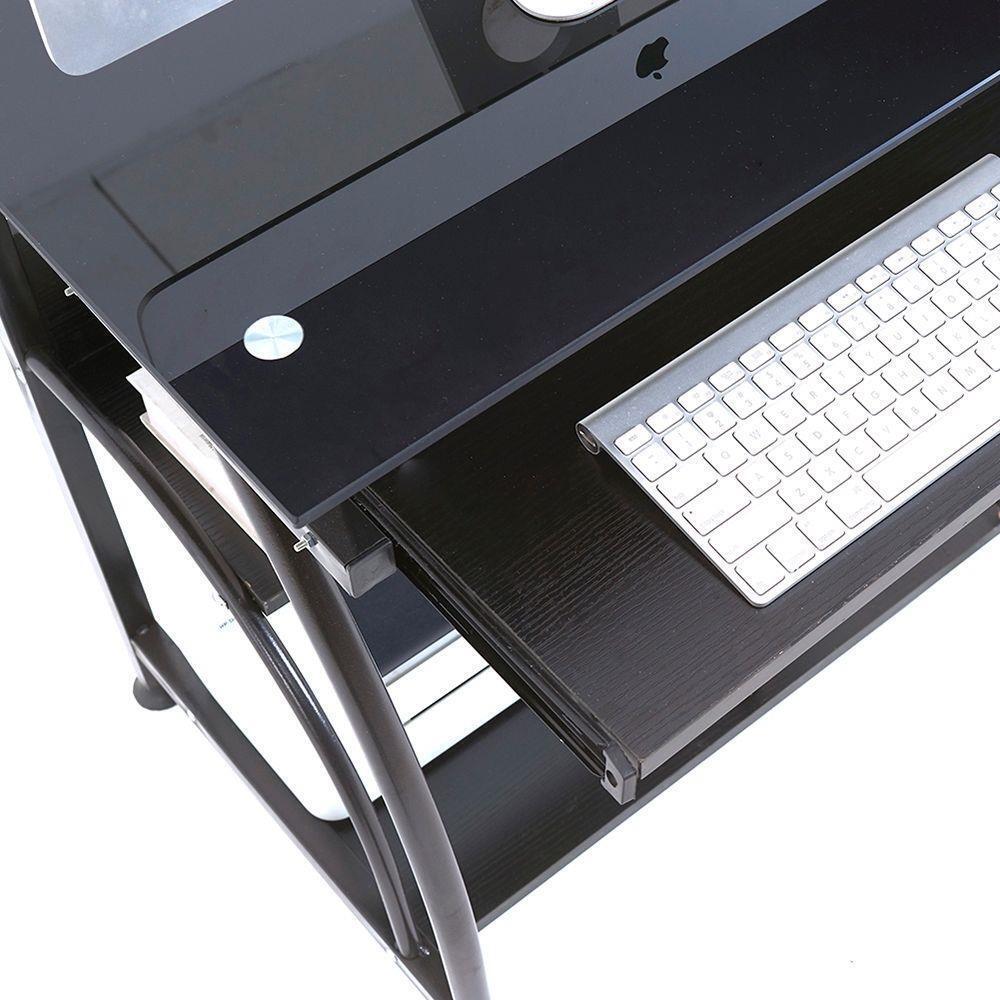 Computer Desk with Pullout Keyboard in Black - Vogue Homes