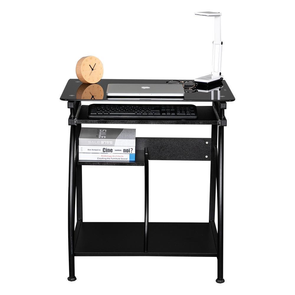 Computer Desk with Pullout Keyboard in Black - Vogue Homes