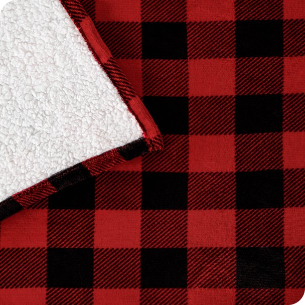 Bare Home Blanket Sherpa Reversible in Red or Black Twin or Twin XL