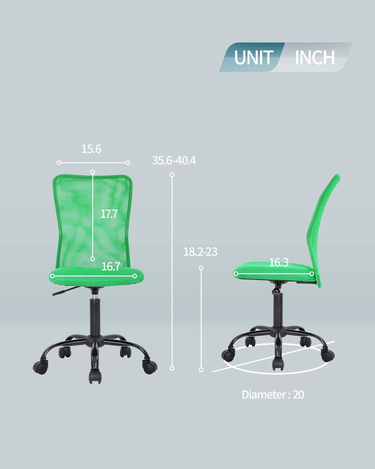 Chair Adjustable Swivel Rolling in Green
