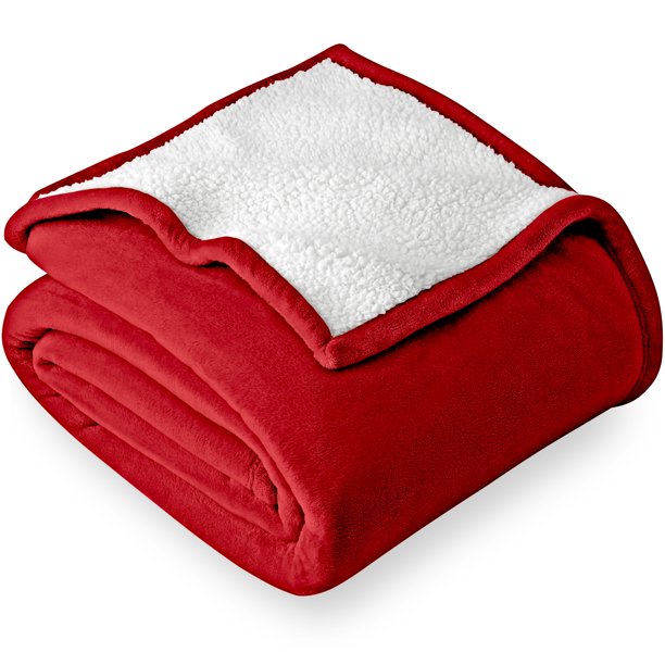 Bare Home Blanket Sherpa Reversible in Red Twin or Twin XL