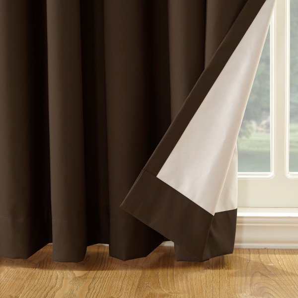 Brown Thermal Lined Room Darkening Curtain Panel