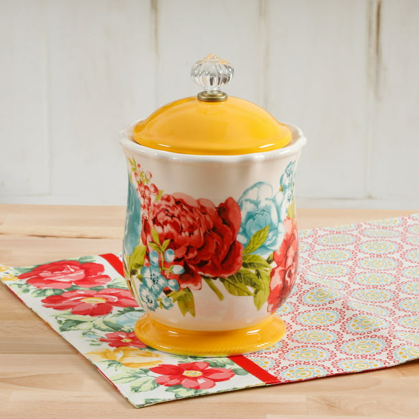 Blossom Jubilee Canister with Acrylic Knob 8.75 Inch