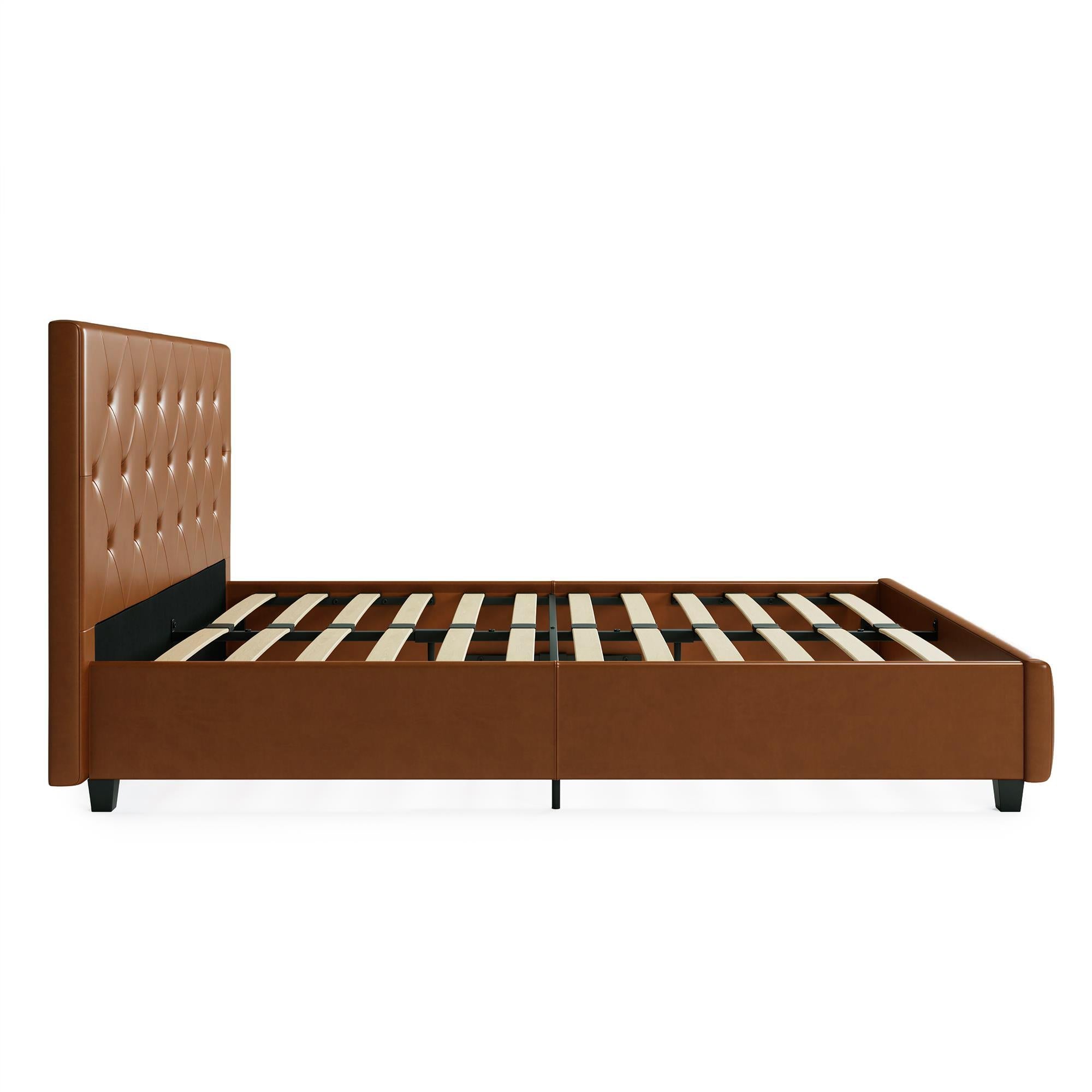 Dakota Upholstered Platform Bed Queen in Camel