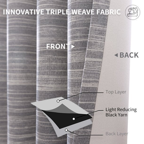 Gray Room Darkening Curtains 52x63