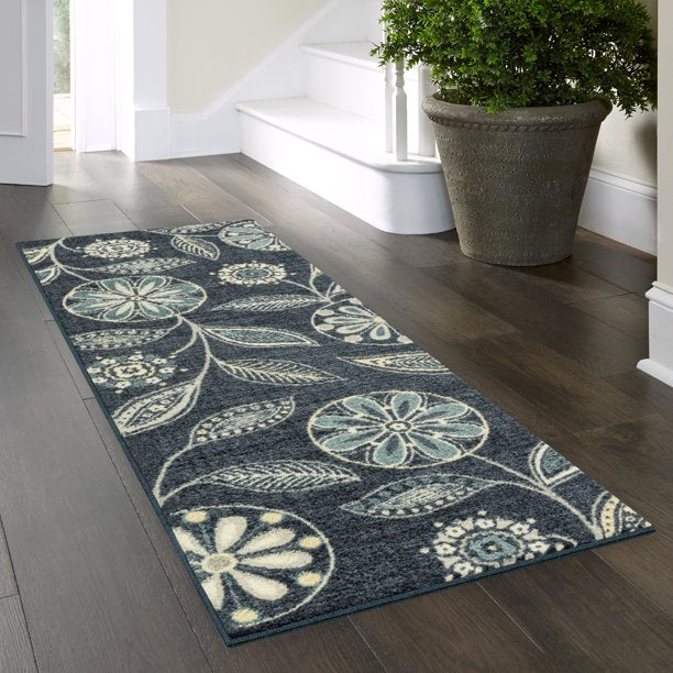 Multi Floral Runner Rug  1ft 8in x 5ft in Blue