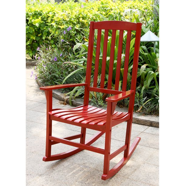 Rocking Chair Solid Wood Outdoor Porch In Red