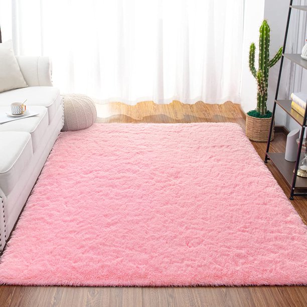 Soft Shag Rug for Bedroom Pink 6ft x 9ft
