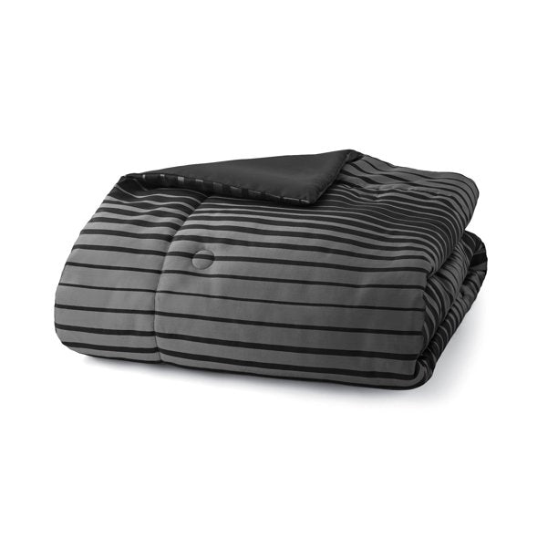 Comforter Set Black Striped 7 Piece Full or Queen Size
