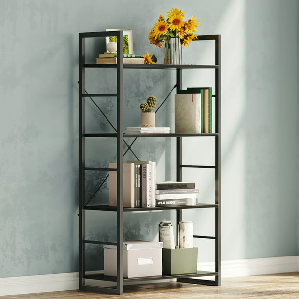 Shelf Ladder Bookshelf 4 Tier in Black
