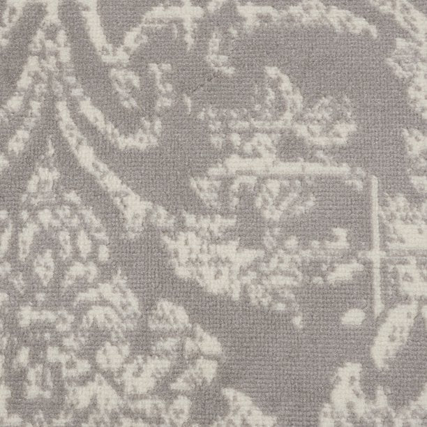 Area Rug Distressed Damask Grey 5ft 3inch