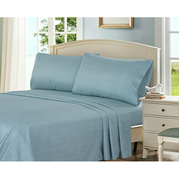 Bed Sheet Set King Aqua Dot 4 Pieces