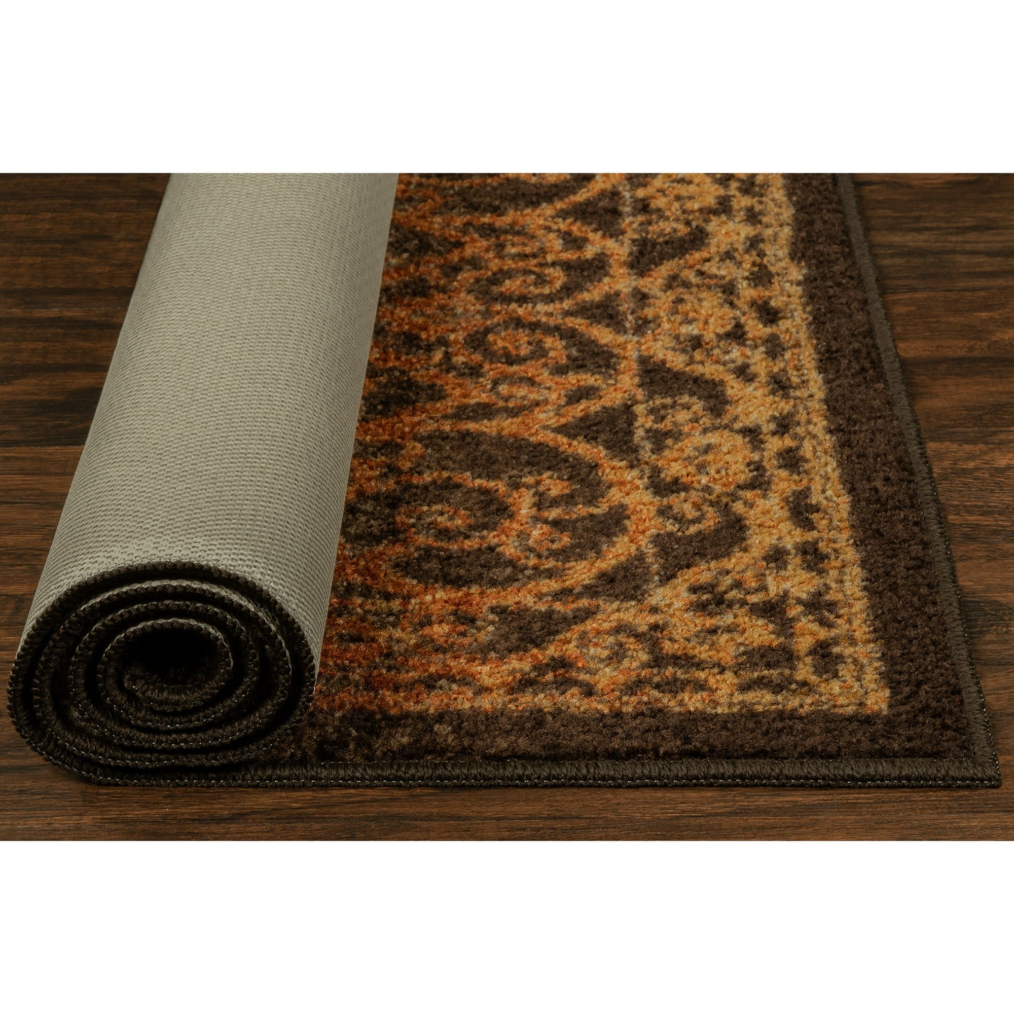 Area Rug Medallion Textured Rust Brown 84x60 Inches