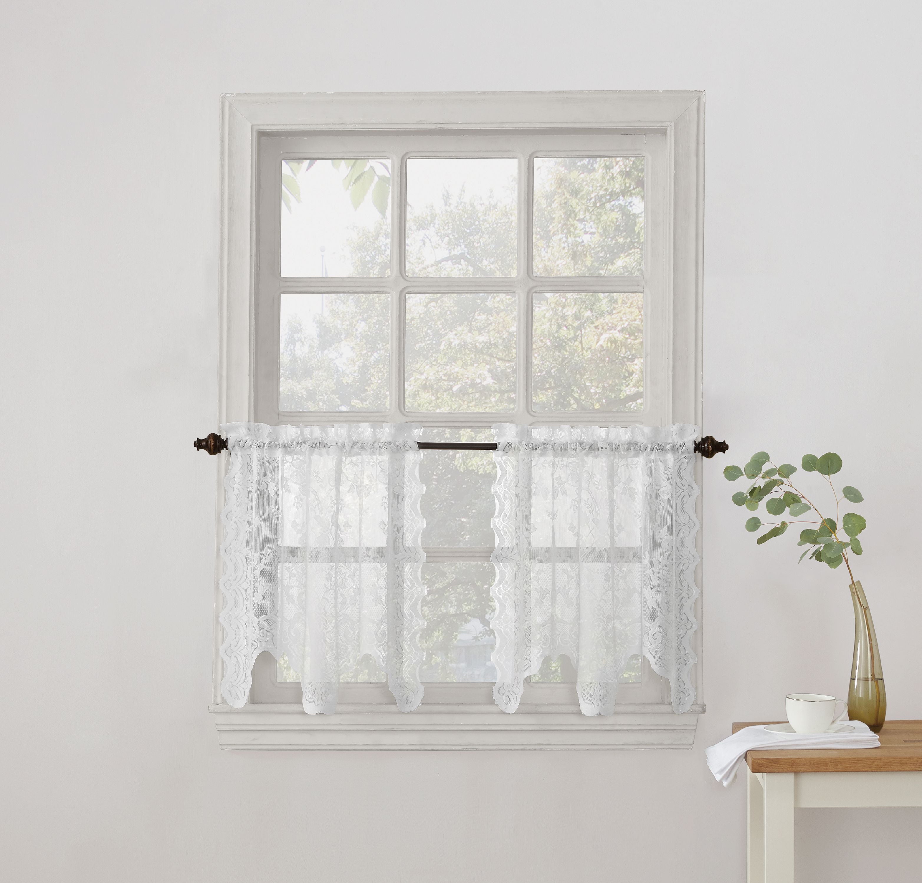 Rod Pocket Kitchen Curtains 58x24 Inches in White