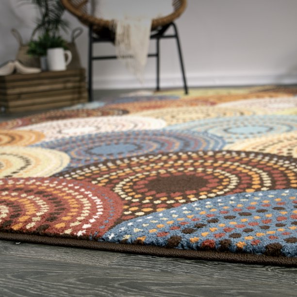 Bright Dotted Circles Area Rug 5ft x 7ft