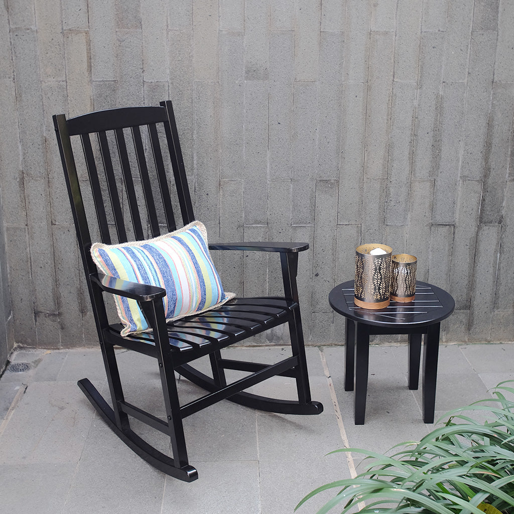 Rocking Chair Solid Wood Outdoor in Black