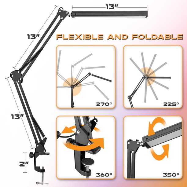 Desk Lamp with Clamp in Black