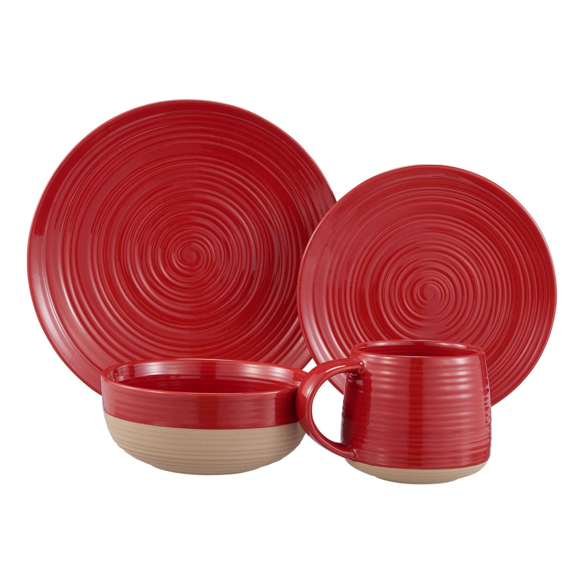 Clay Stoneware Dinnerware in Red Set 16 Piece