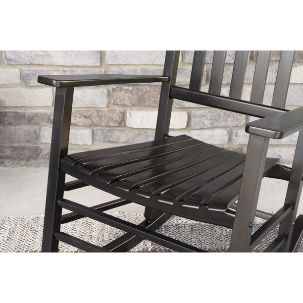 Rocker Traditional Hardwood Porch in Black Finish