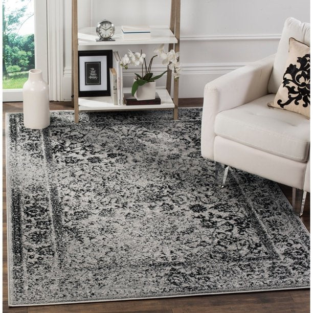 Dakota Distressed Vintage Rug 2ft 6in x 16ft in Grey Black