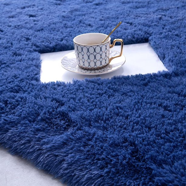 Area Rug Modern Rugs for Bedroom 4x5.3 Feet in Indigo