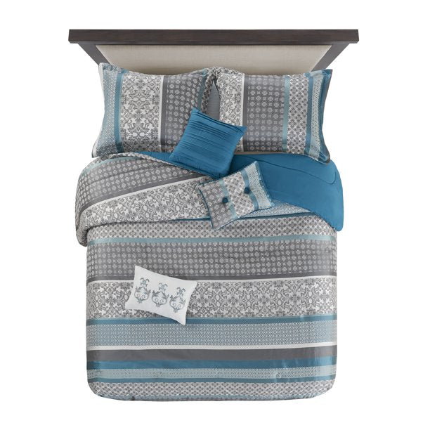 Comforter Set Shams 3 Dec Pillows and Bed Skirt King Size in Teal