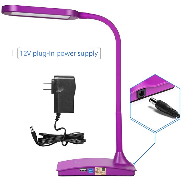 Desk Lamp LED with USB Charging Port in Purple