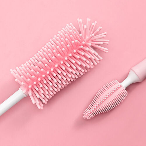 Silicone Baby Bottle Nipple Straw Cleaning Brush 360 Degree Set 3 Pieces