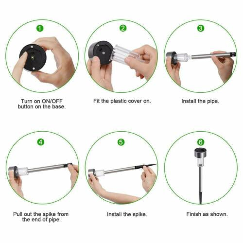 Stainless Steel Outdoor Garden Solar LED Light Yard Path Lamp 10 Pieces