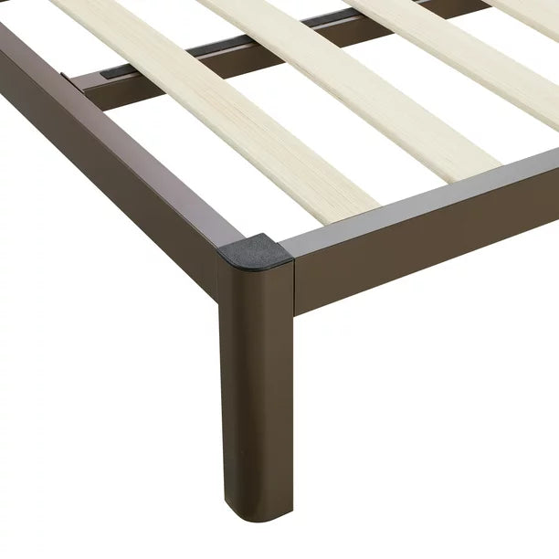 Bed Frame Wood Slat Bronze Metal Platform Queen