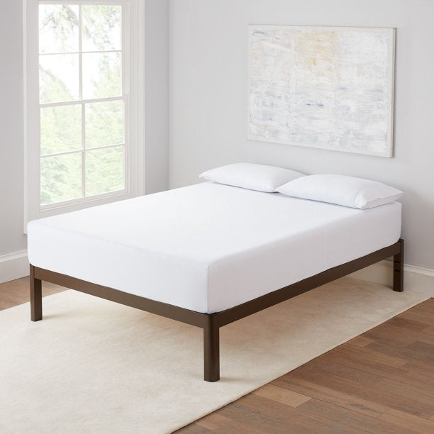 Bed Frame Wood Slat Bronze Metal Platform Queen