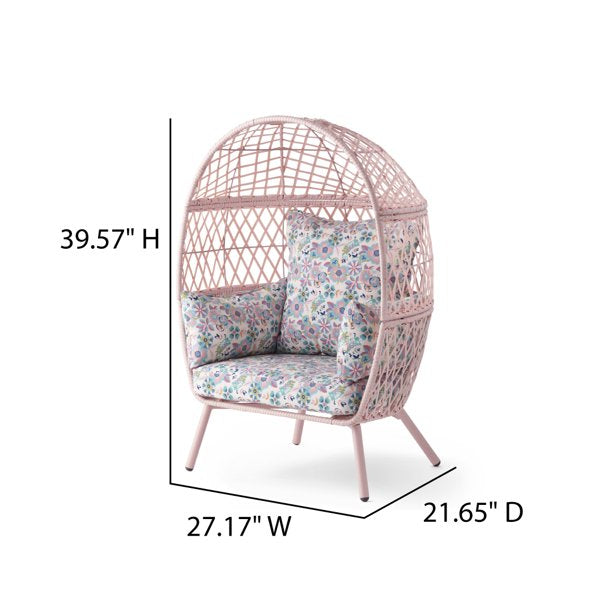 Chair Kid Wicker Stationary Egg Ventura Outdoor in Pink