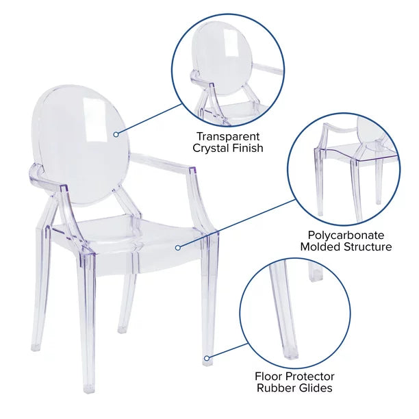 Chair with Arms in Transparent Crystal