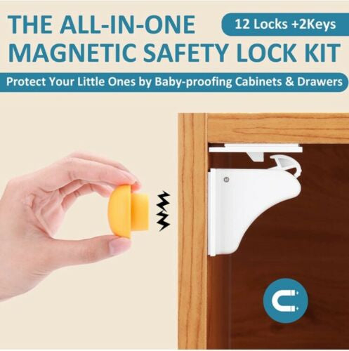 Baby Proofing Magnetic Cabinet Locks 12 Pack