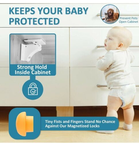Baby Proofing Magnetic Cabinet Locks 12 Pack