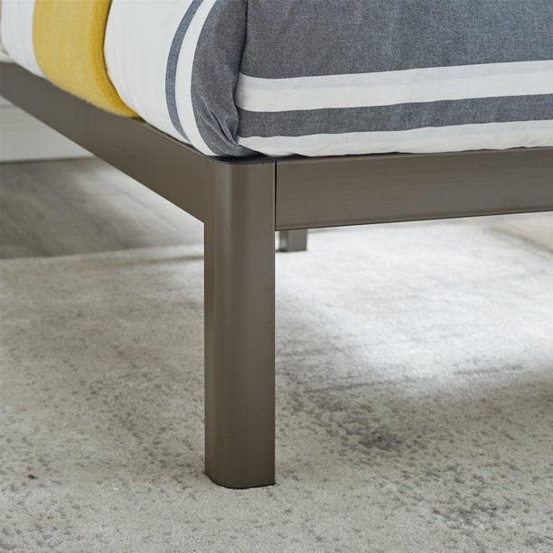 Bed Frame Wood Slat Bronze Metal Platform Queen