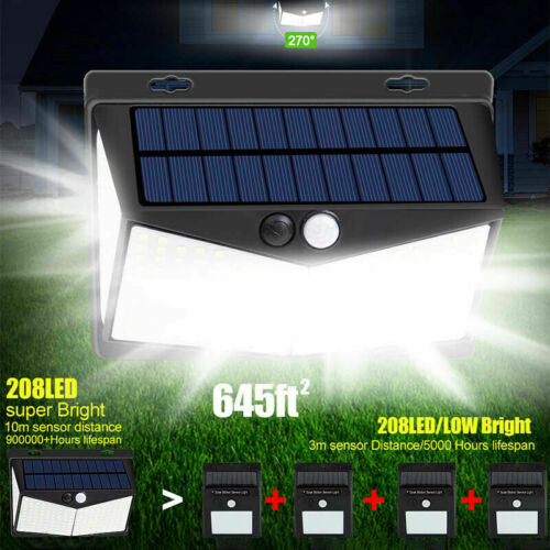 Garden Wall Waterproof Solar Power Light With Motion Sensor 208 LED